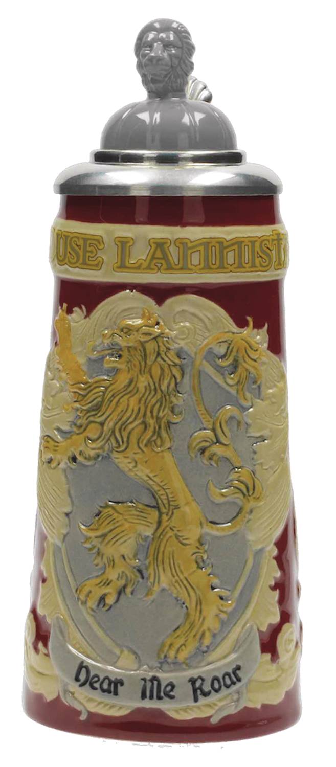 Game of Thrones House Lannister Relief Ceramic Stein W/cap