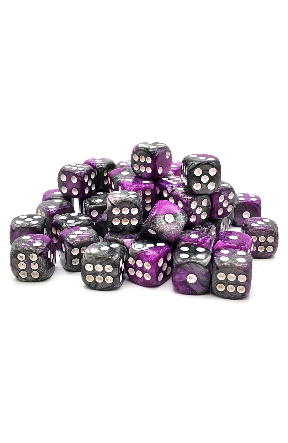 Old School Bag O' D6's 12Mm 50Ct: Vorpal - Silver & Purple