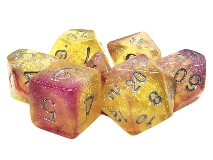 Old School 7 Piece Dnd RPG Dice Set Galaxy - Supernova