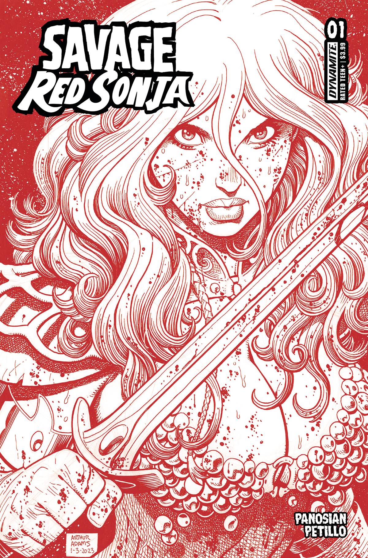 Savage Red Sonja #1 Cover N 1 for 10 Incentive Last Call Incentive Adams Fiery Red Line Art