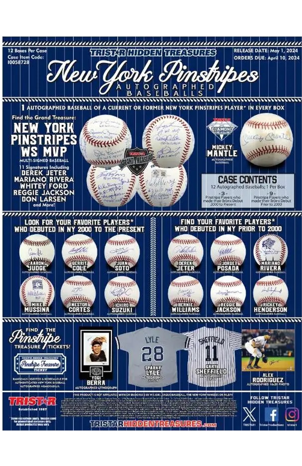 New York Yankees Pinstripes Tristar Hidden Treasures Hobby Box 