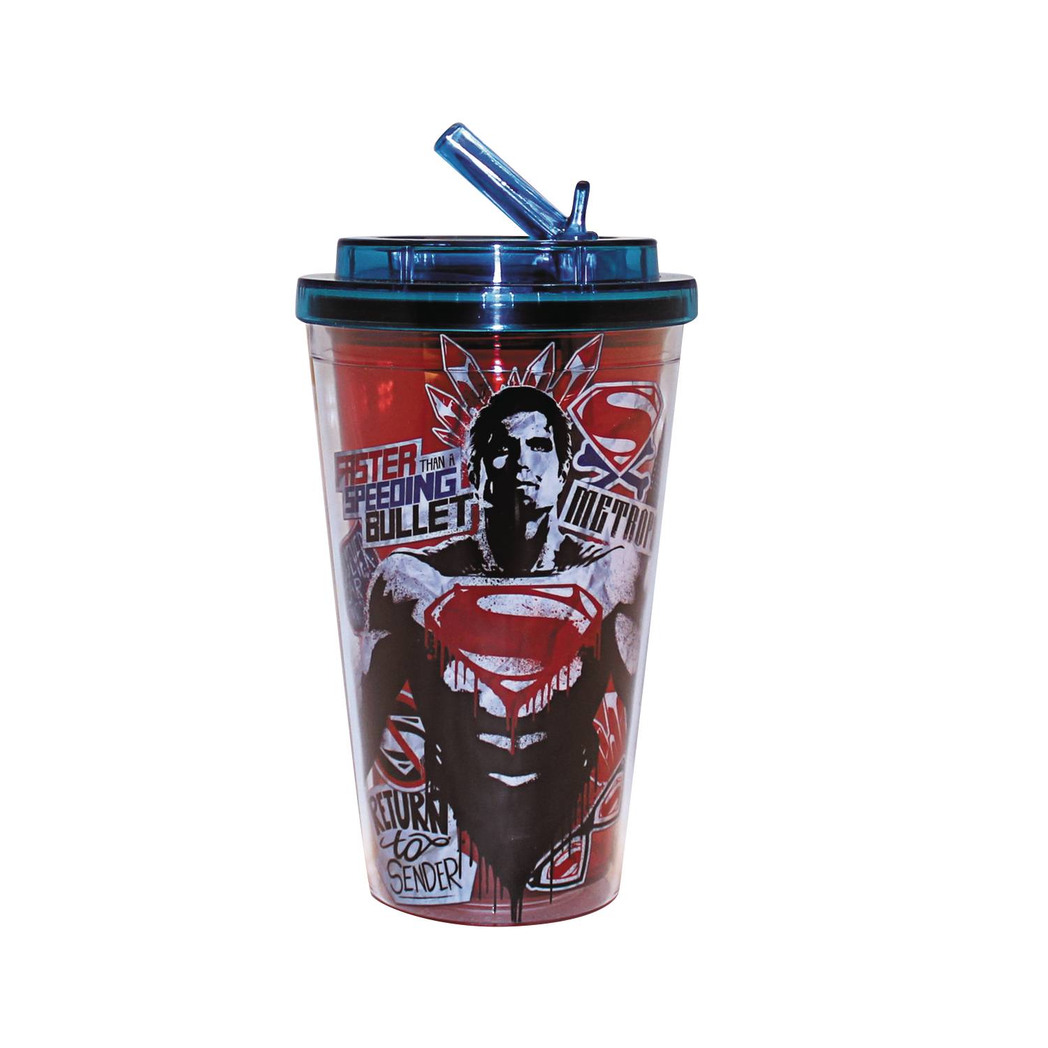Bvs Superman 16oz Cold Cup Flip Straw