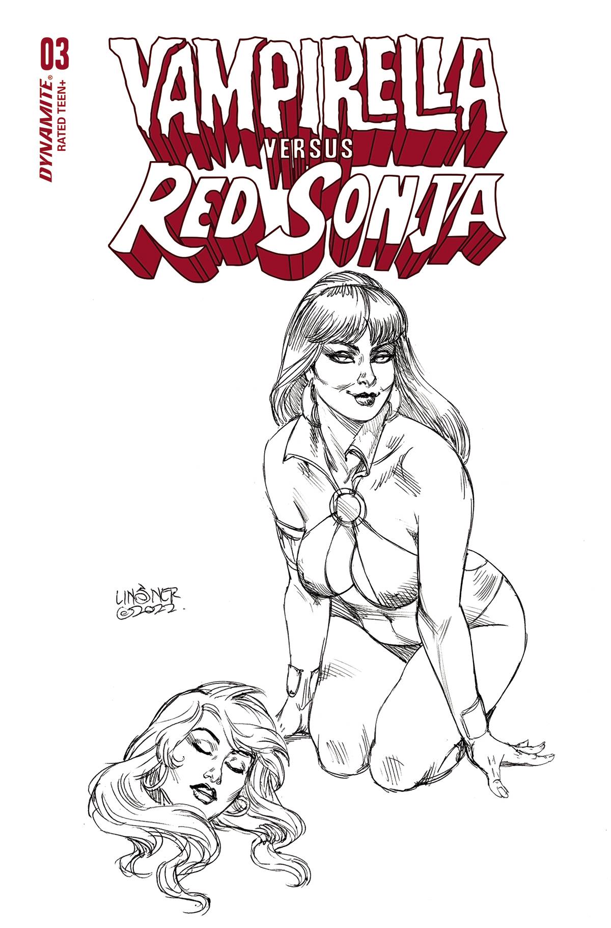 Vampirella Vs Red Sonja #3 Cover Q 1 for 10 Last Call Incentive Linsner Line Art