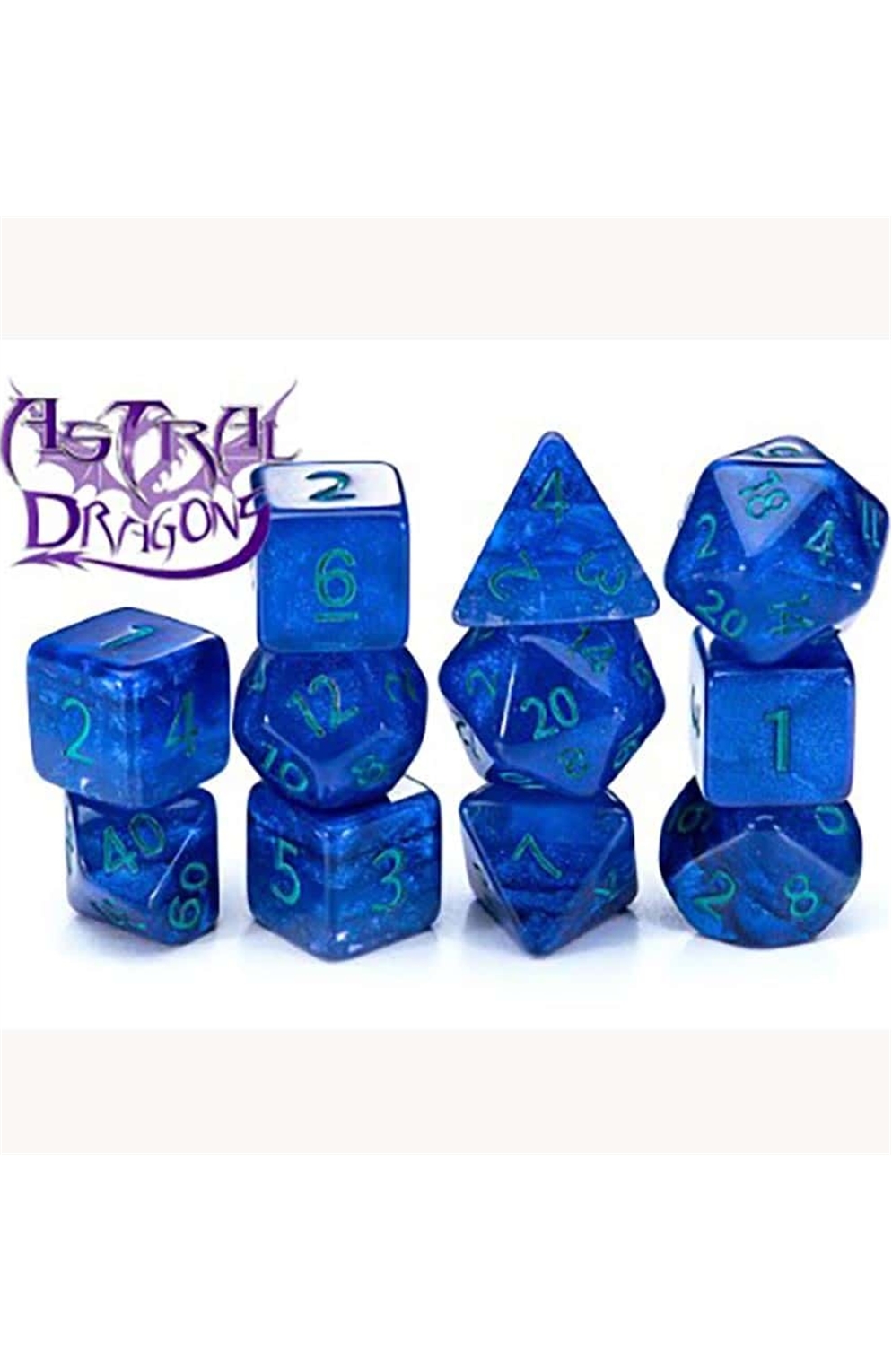 Gate Keeper Sui Generis Dice: Astral Dragon - Indigo/Silver Premium Holographic 7-Die Set