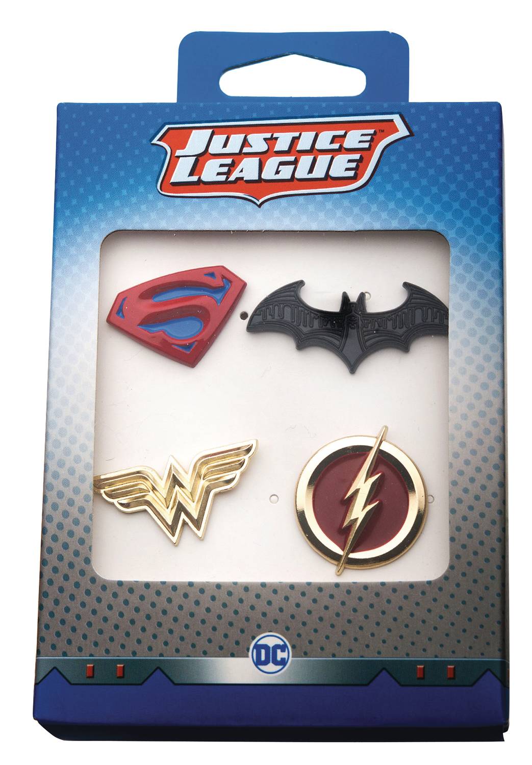 Justice League Logos 4 Piece Boxed Pin Set