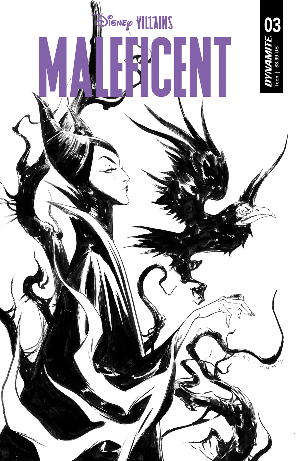 Disney Villains Maleficent #3 Cover G 1 for 10 Incentive Jae Lee Black & White