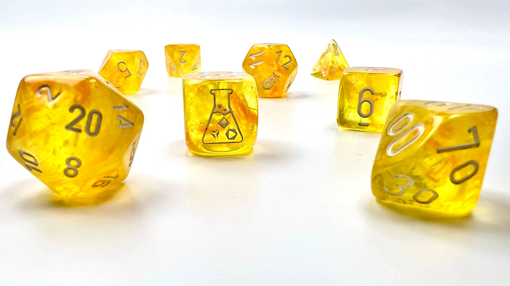Chessex Lab Dice Borealis Canary/White Luminary Polyhedral 7-Die Set