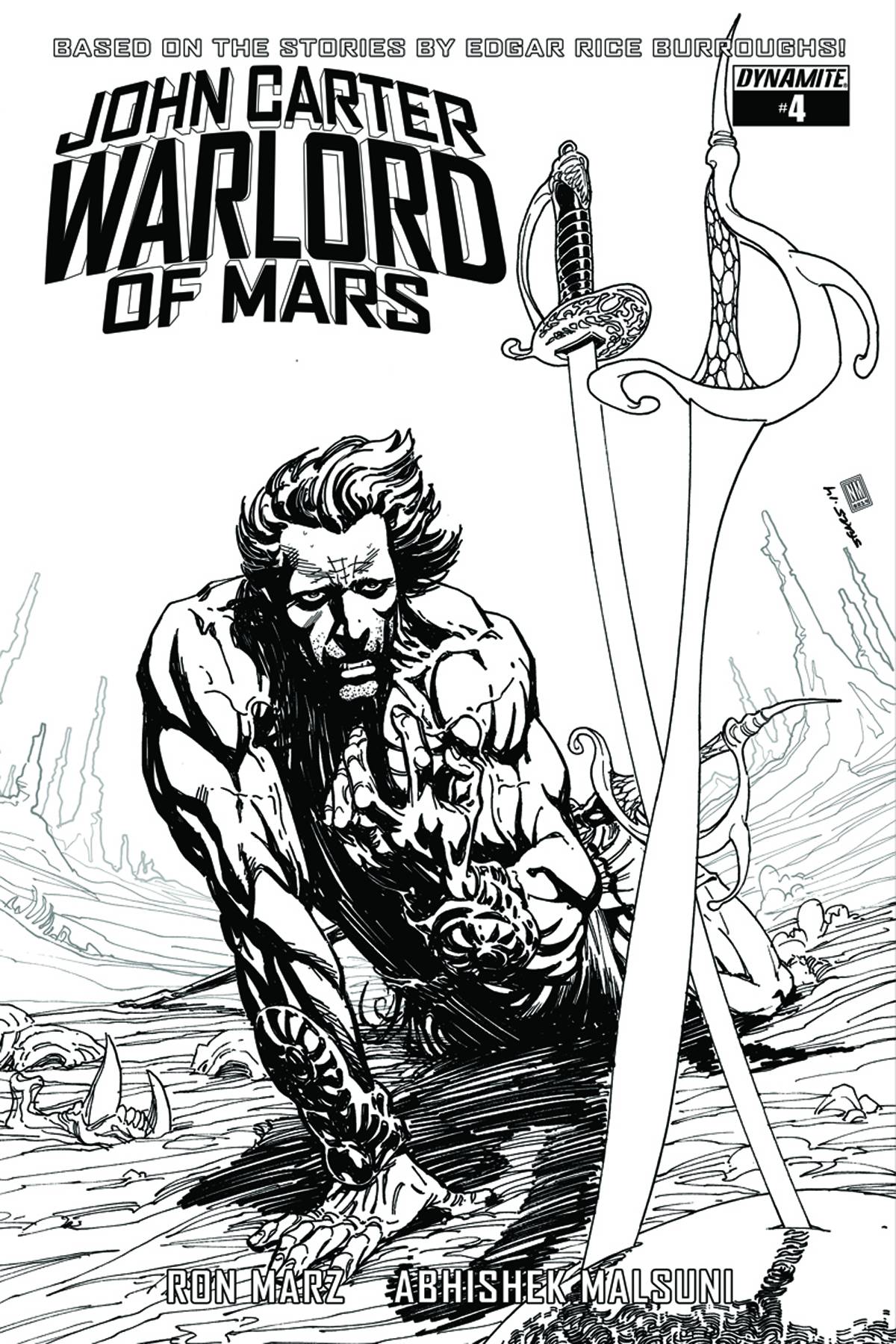 John Carter Warlord of Mars (2014) #4 10 Copy Sears Black & White Incentive