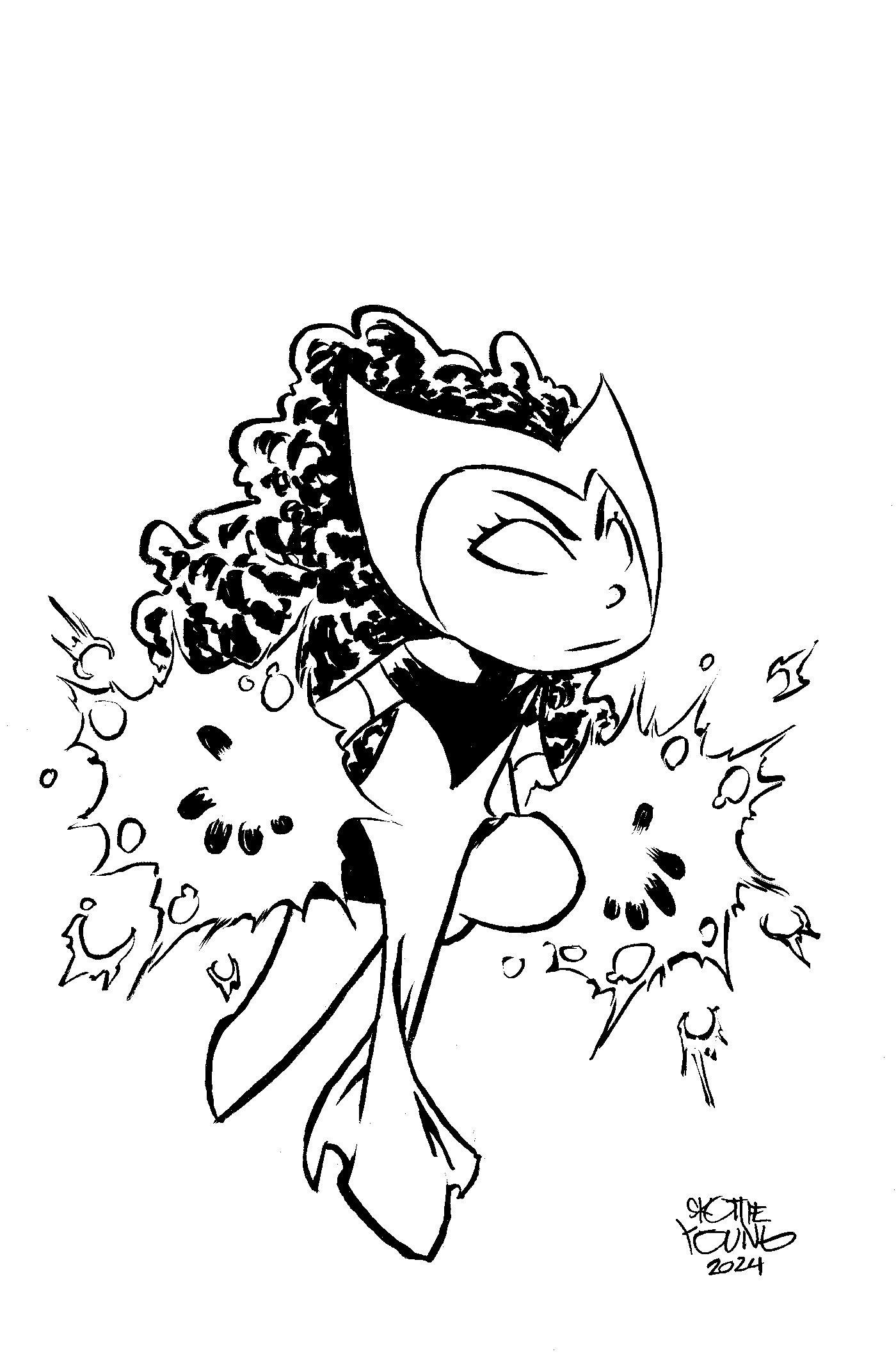 Scarlet Witch #1 Skottie Youngs Big Marvel 1 for 50 Incentive Virgin Sketch Variant