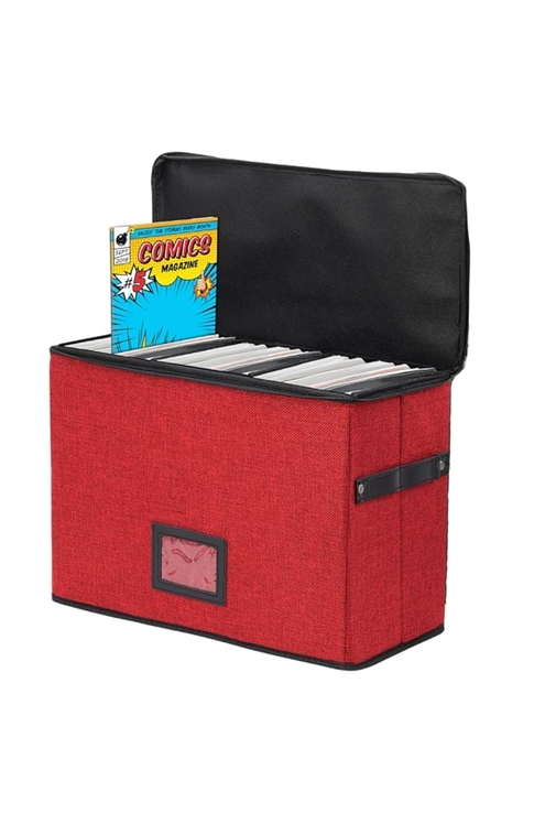 Short Collapsible Comic Book Storage Box - Red