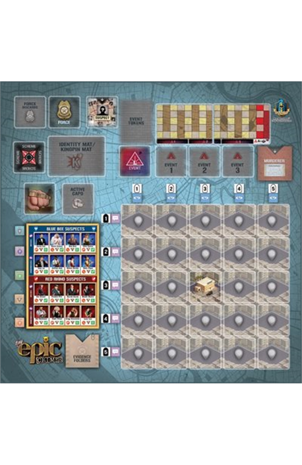 Tiny Epic Crimes Game Mat: Retail Edition