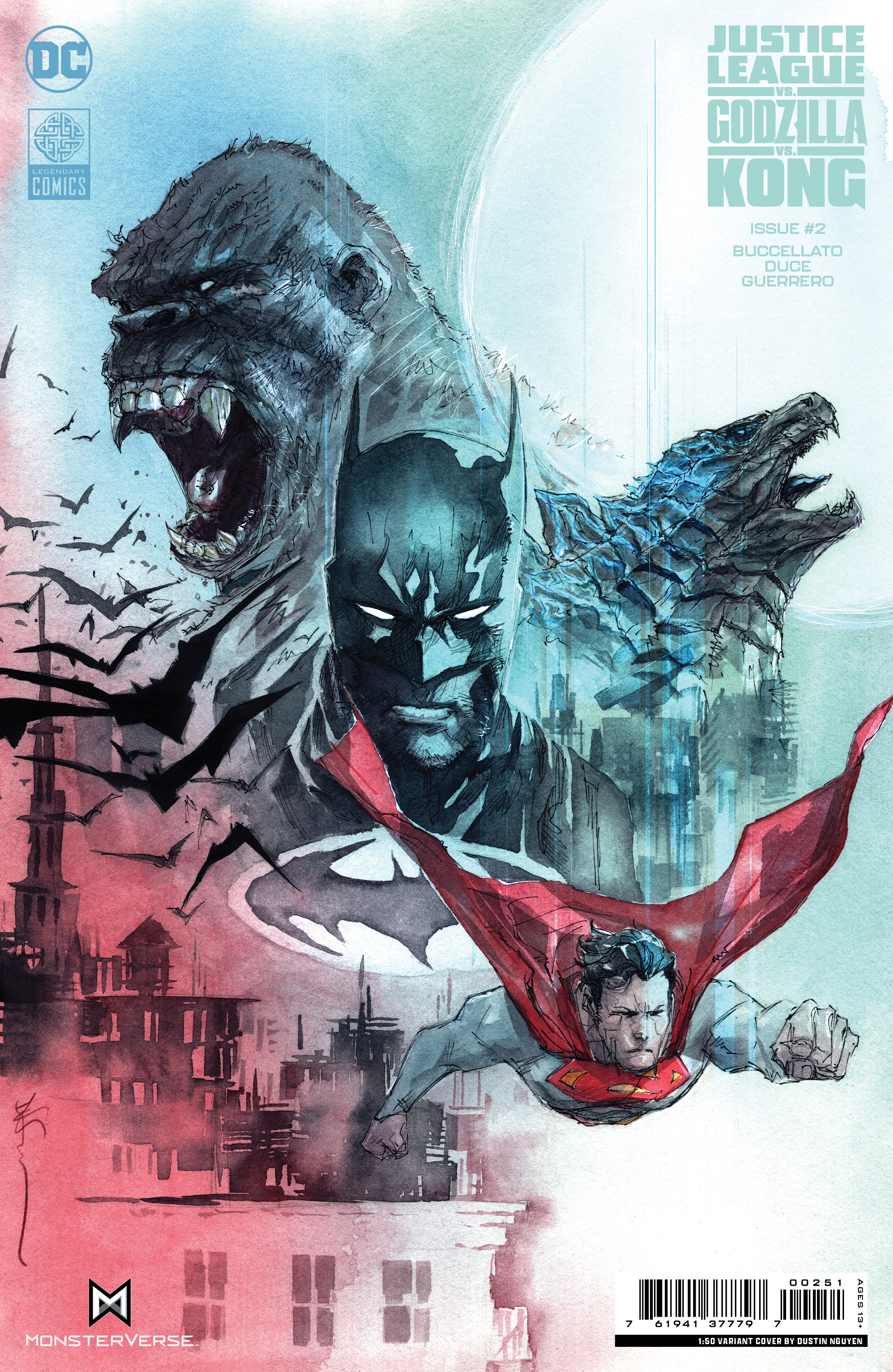Justice League Vs Godzilla Vs Kong #2 Cover E 1 for 50 Incentive Dustin Nguyen Card Stock Variant (Of 7)