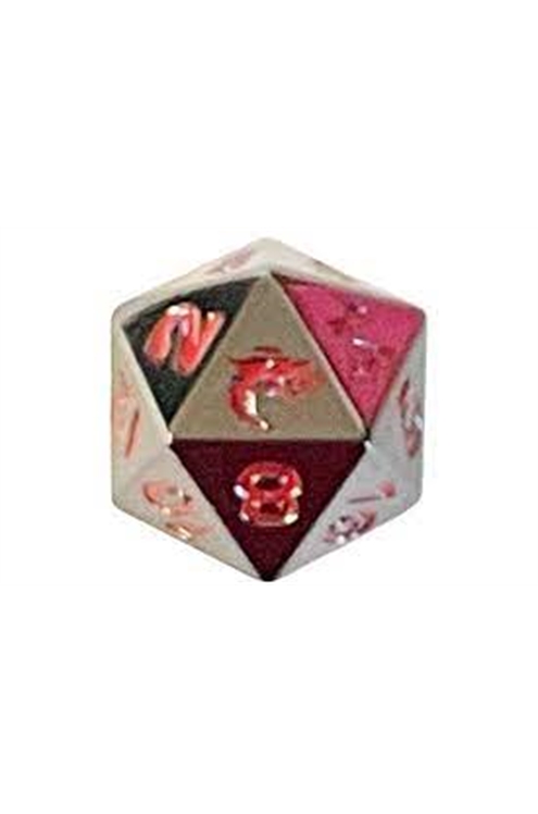 Old School Dnd Rpg Metal D20: Halfling Forged - Black Nickel W/ Red