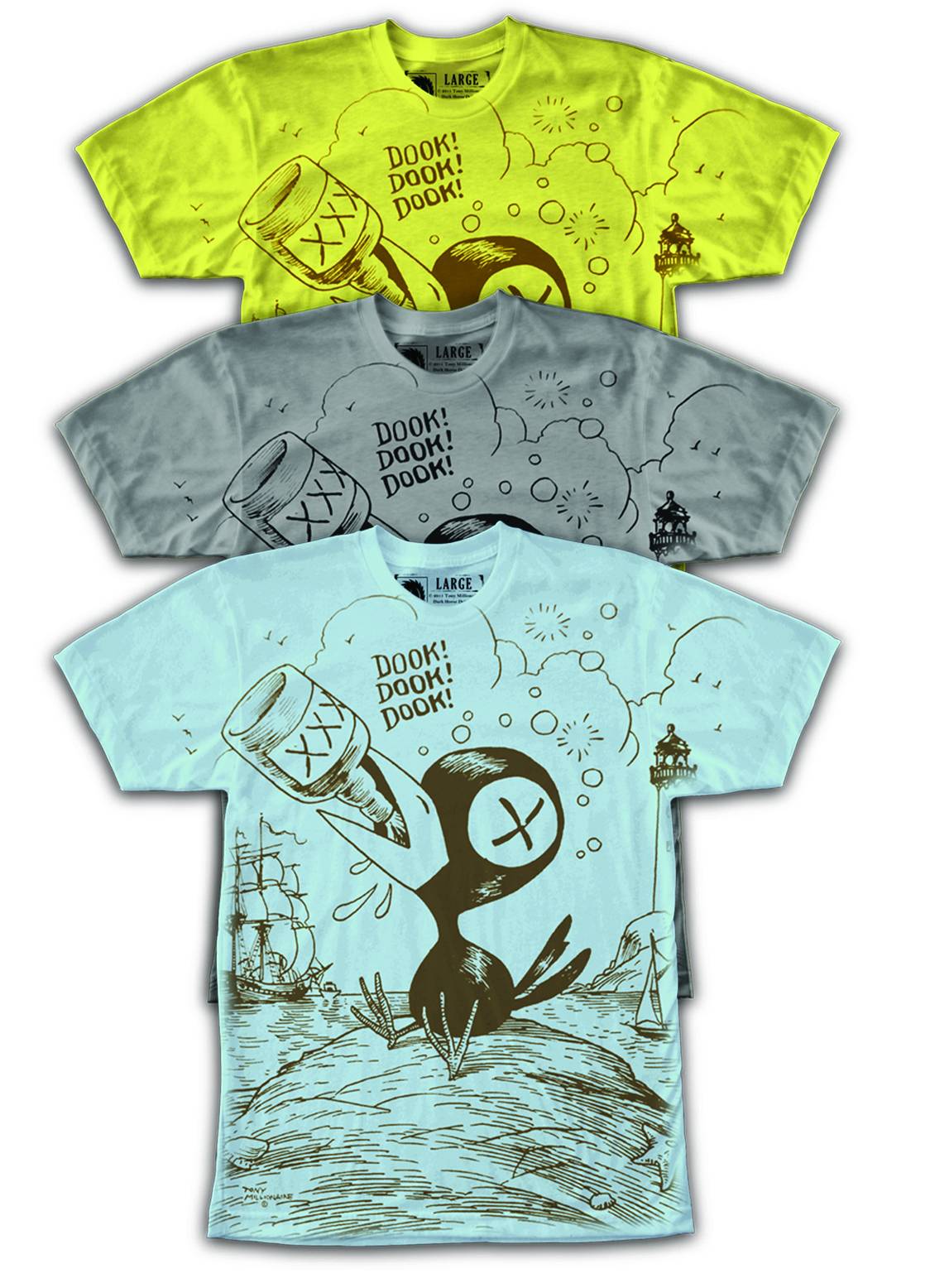 Drinky Cow Dook Dook T-Shirt Yellow Mens XXL