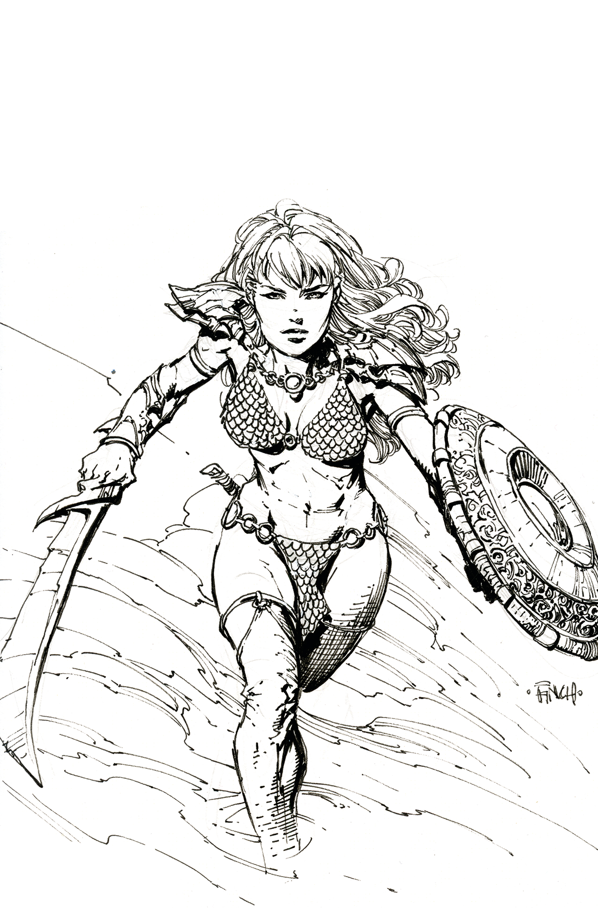 Unbreakable Red Sonja #2 Cover H 1 for 15 Incentive Finch Black & White Virgin