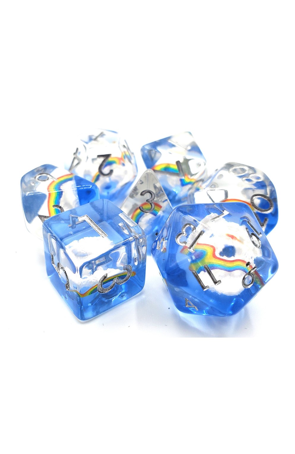 Old School 7 Piece Dnd RPG Dice Set Infused - Rainbow Heaven