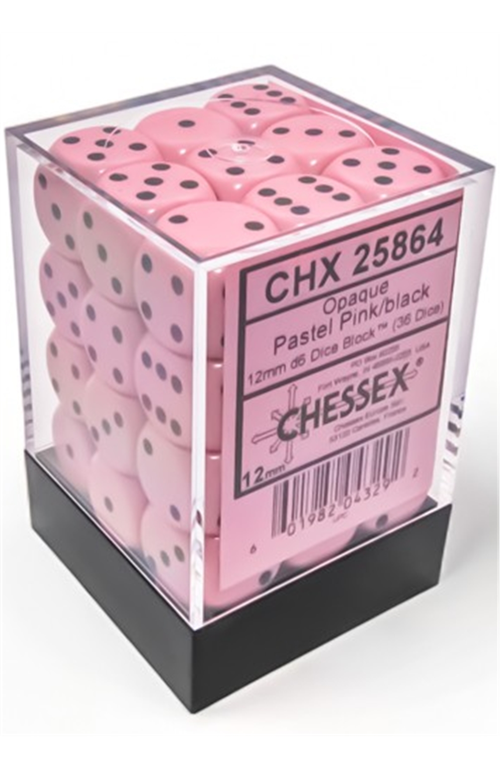 Chessex Dice Opaque Pastel Pink D6 12Mm (36)