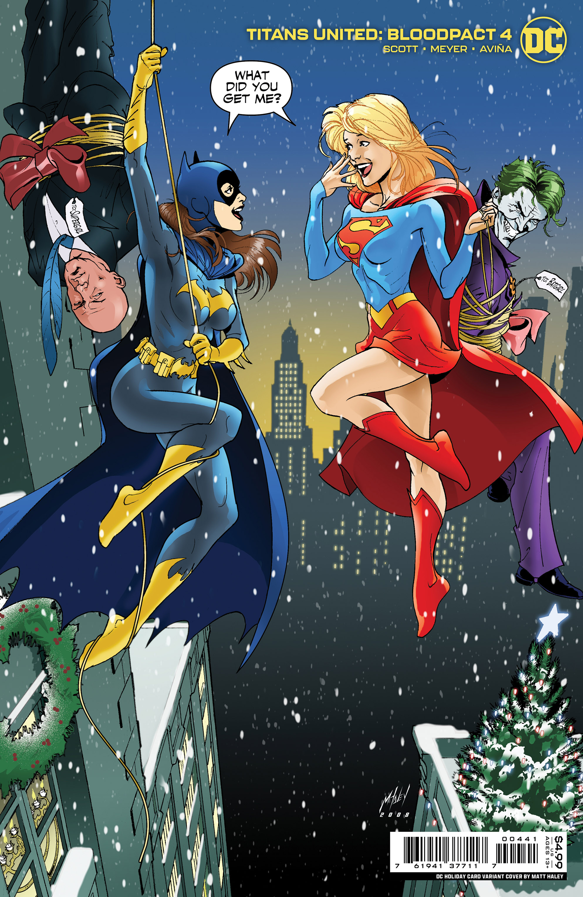Titans United Bloodpact #4 Cover C Matt Haley DC Holiday Card Card Stock Variant (Of 6)