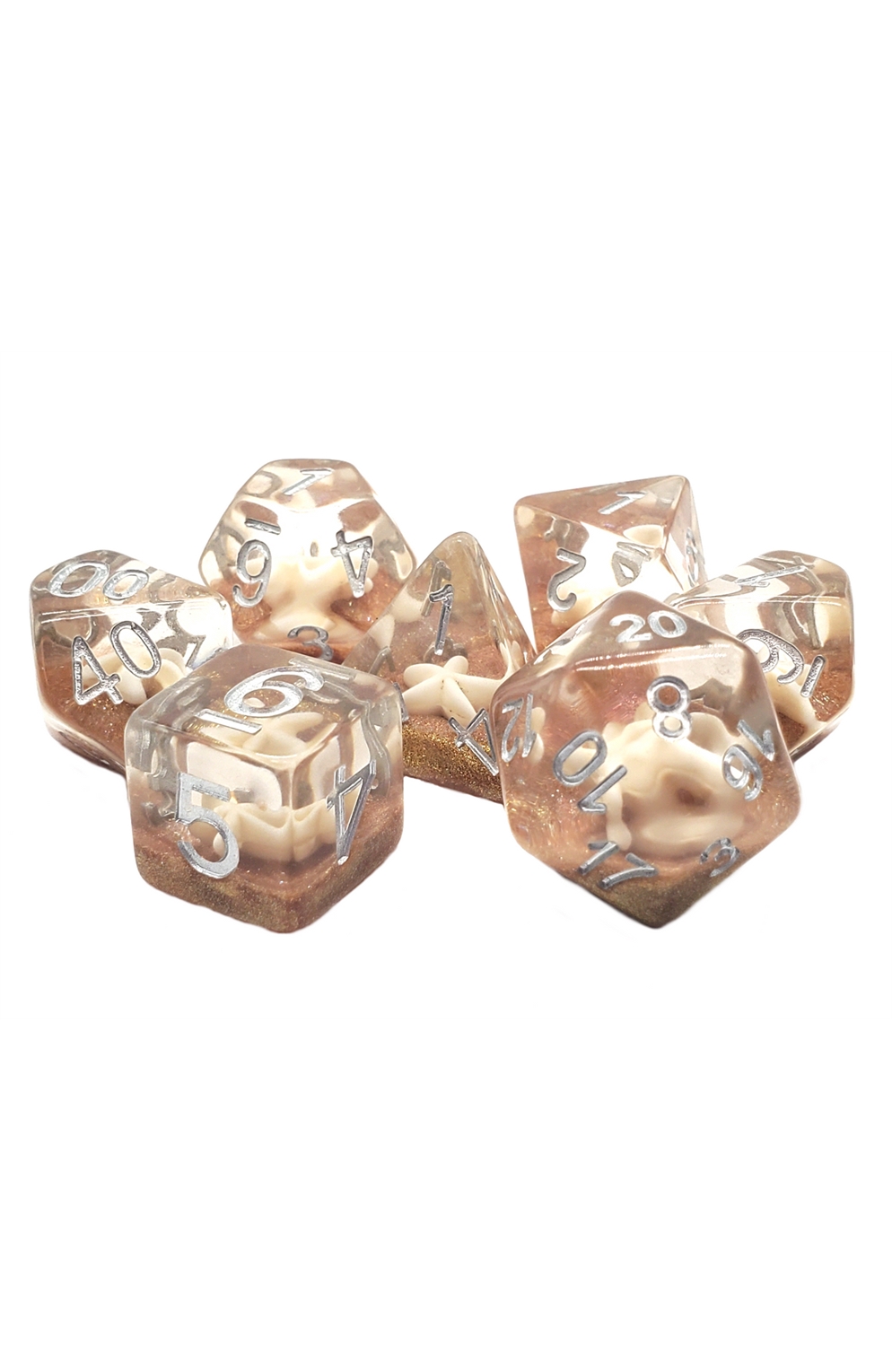 Old School 7 Piece Dnd Rpg Dice Set: Animal Kingdom - Starfish - Brown