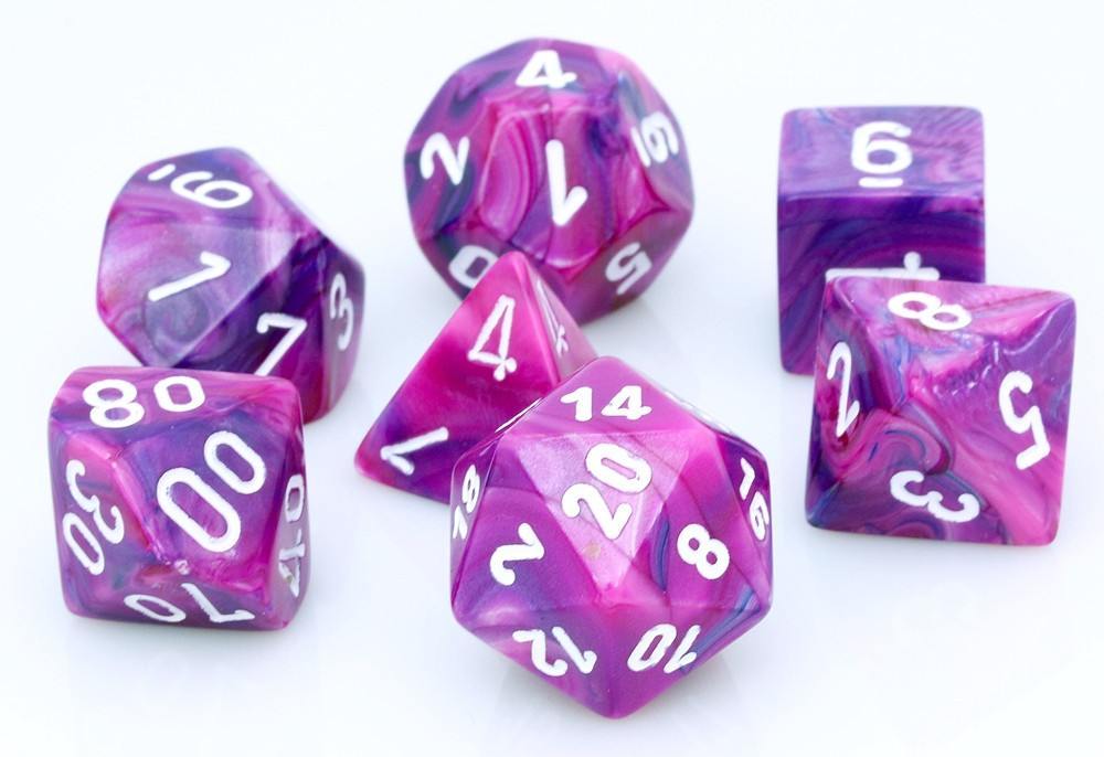 Dice Set of 7 - Chessex Festive Violet with White Numerals CHX 27457