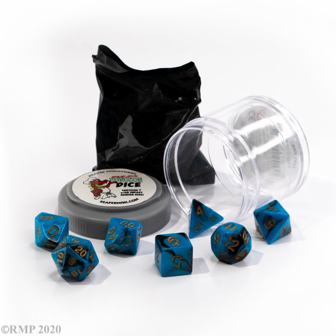 Pizza Dungeon Dice Blue & Black
