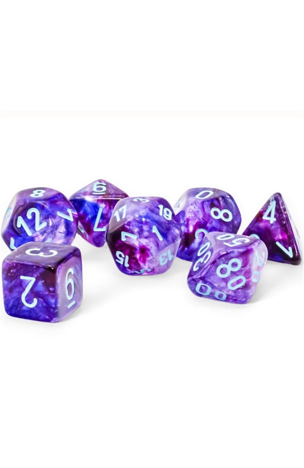 Chessex Mega-Hedral Dice Set: Nebula Nocturnal Luminary With Turquoise 7-Dice Set