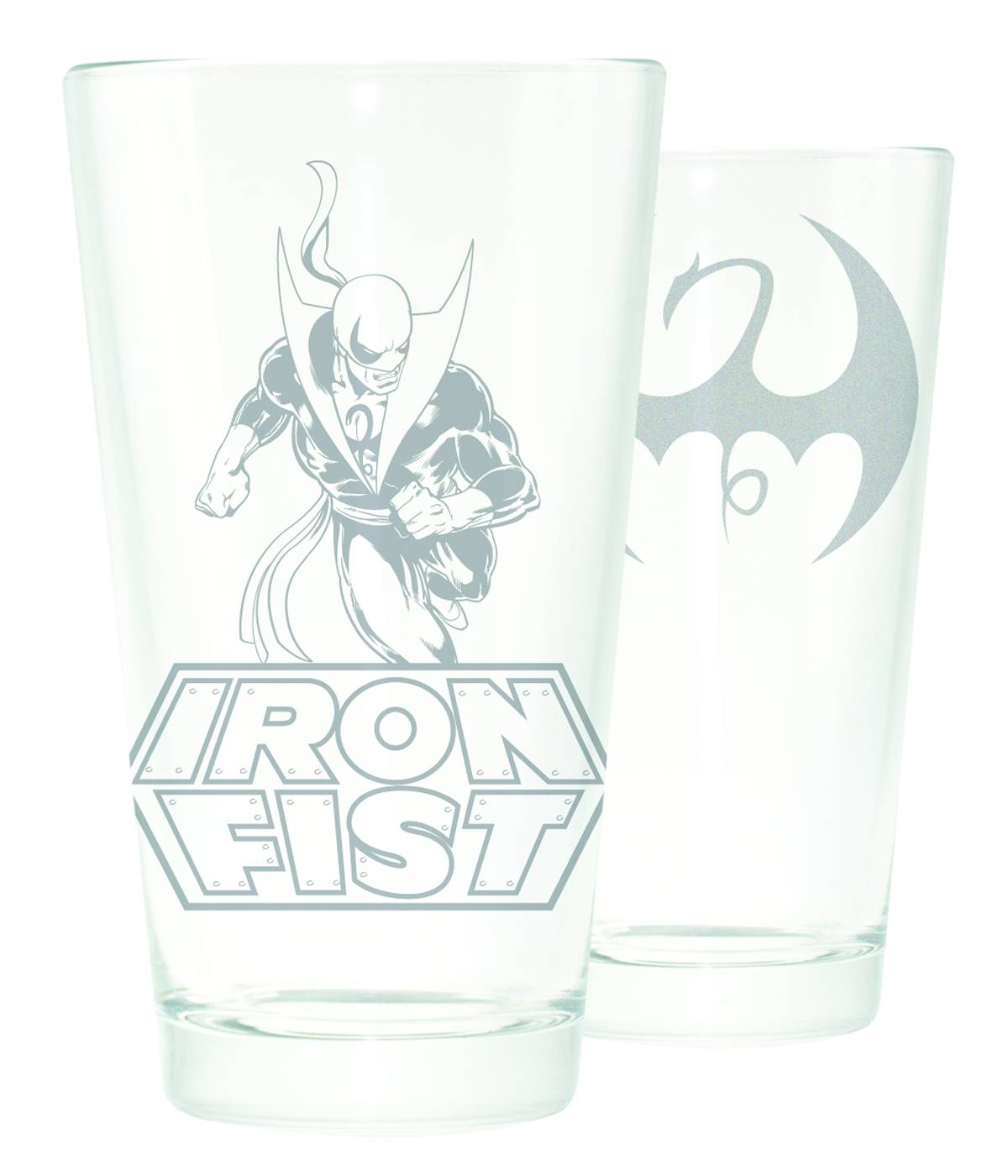 Iron Fist Symbol Etched Pint Glass