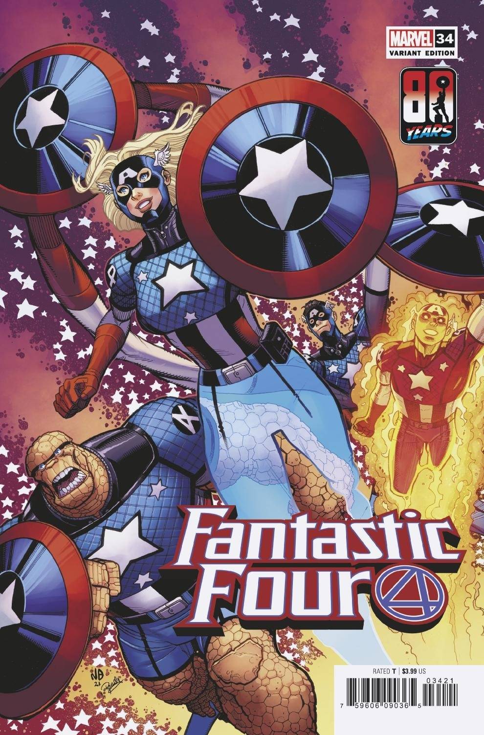 Fantastic Four #34 Bradshaw Captain America 80th Variant (2018)