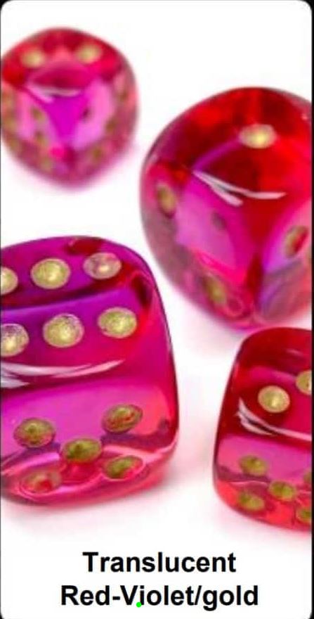 Chessex Translucent Red & Violet with Gold Numerals Set of 10 10-Sided Dice