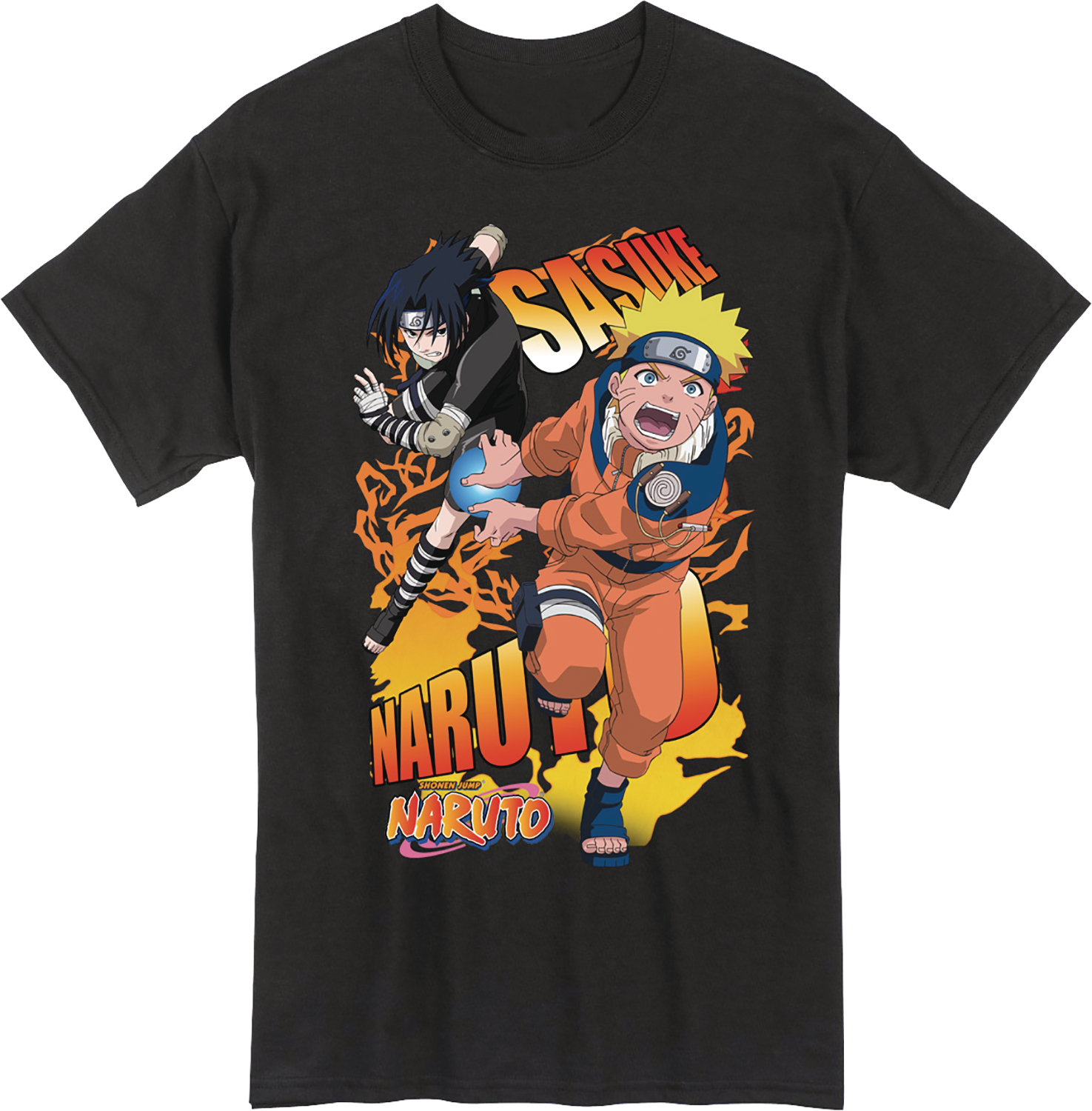 Naruto And Sasuke Black T-Shirt XL
