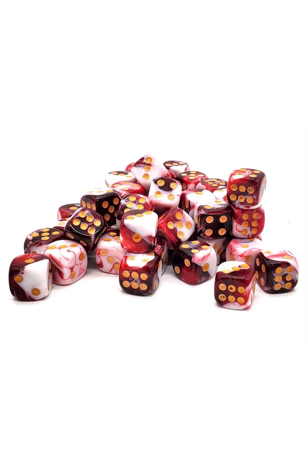Old School Bag O' D6's 12Mm 50Ct: Vorpal - Blood Red & White