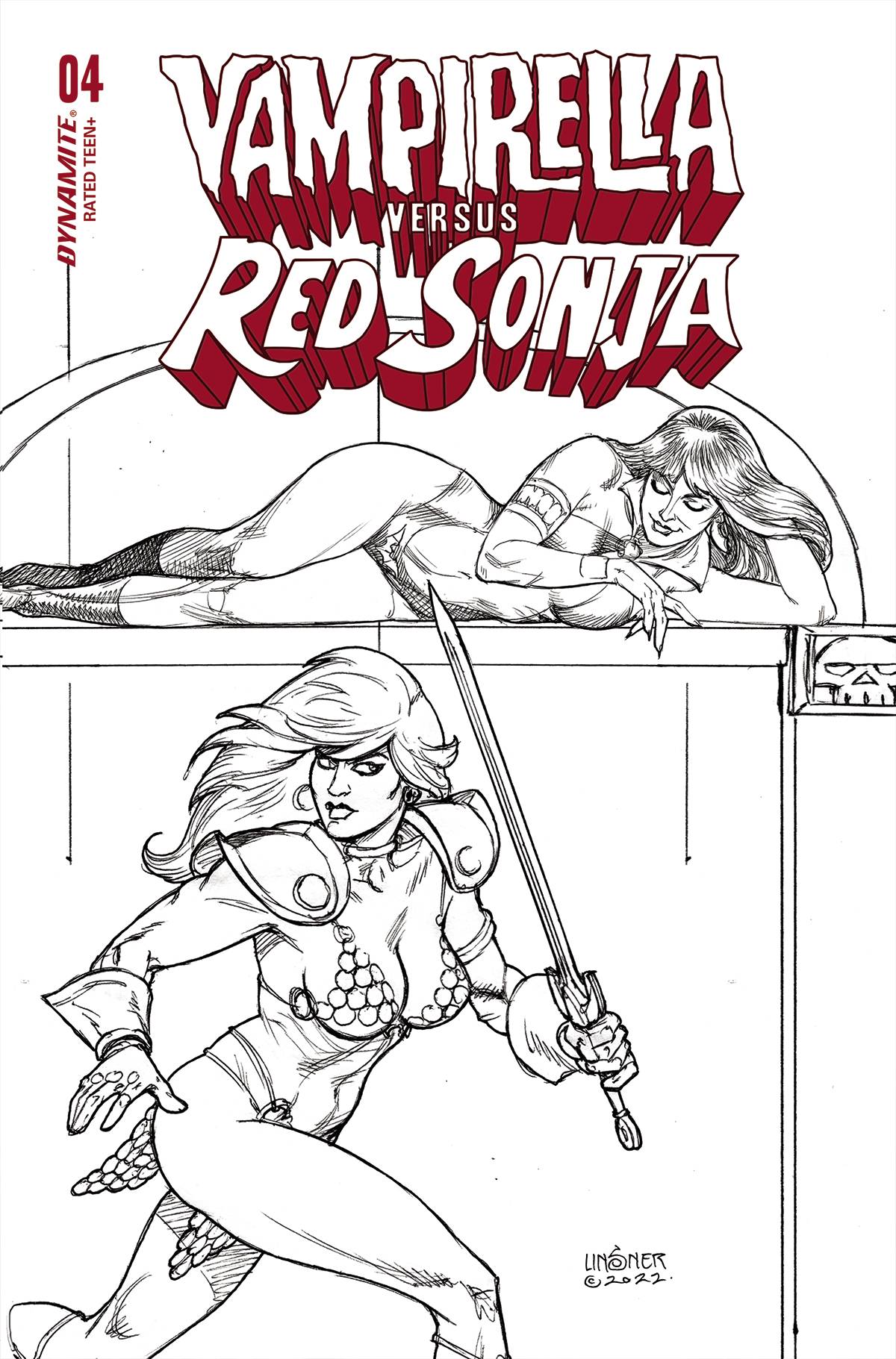 Vampirella Vs Red Sonja #4 Cover P 1 for 10 Last Call Incentive Linsner Line Art