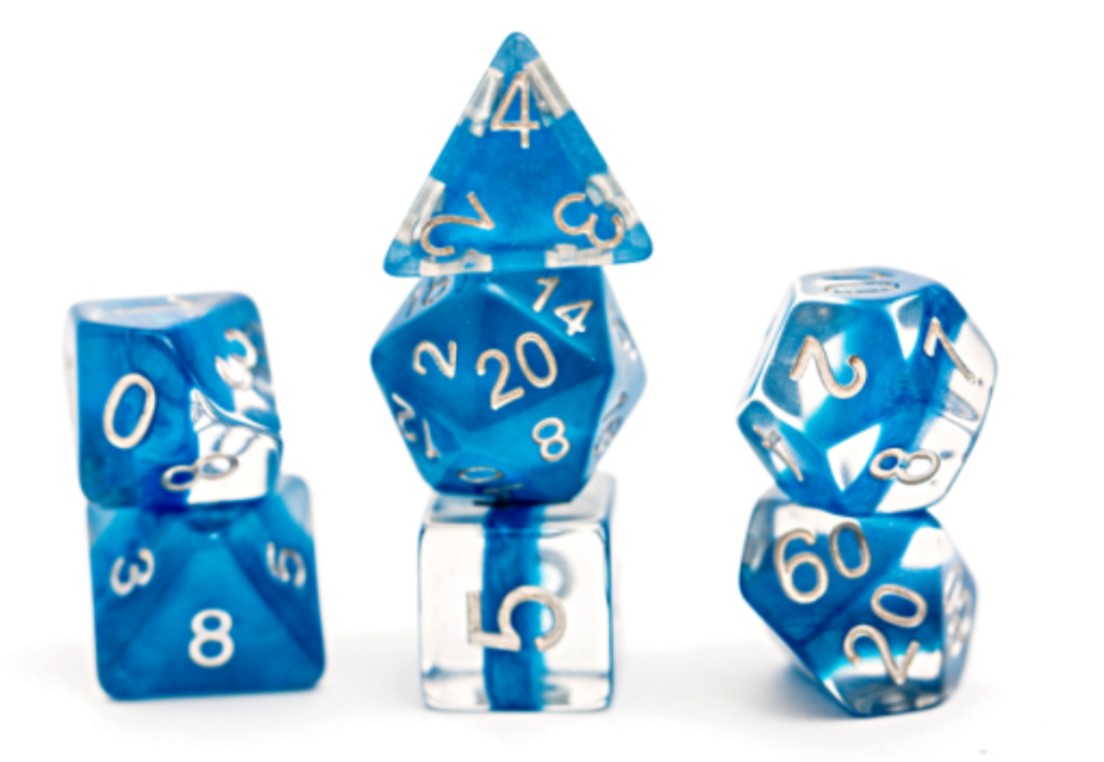 Gate Keeper Games Neutron Dice: 7-Die Polyhedral Set “Power Teal” (Dark Blue) 
