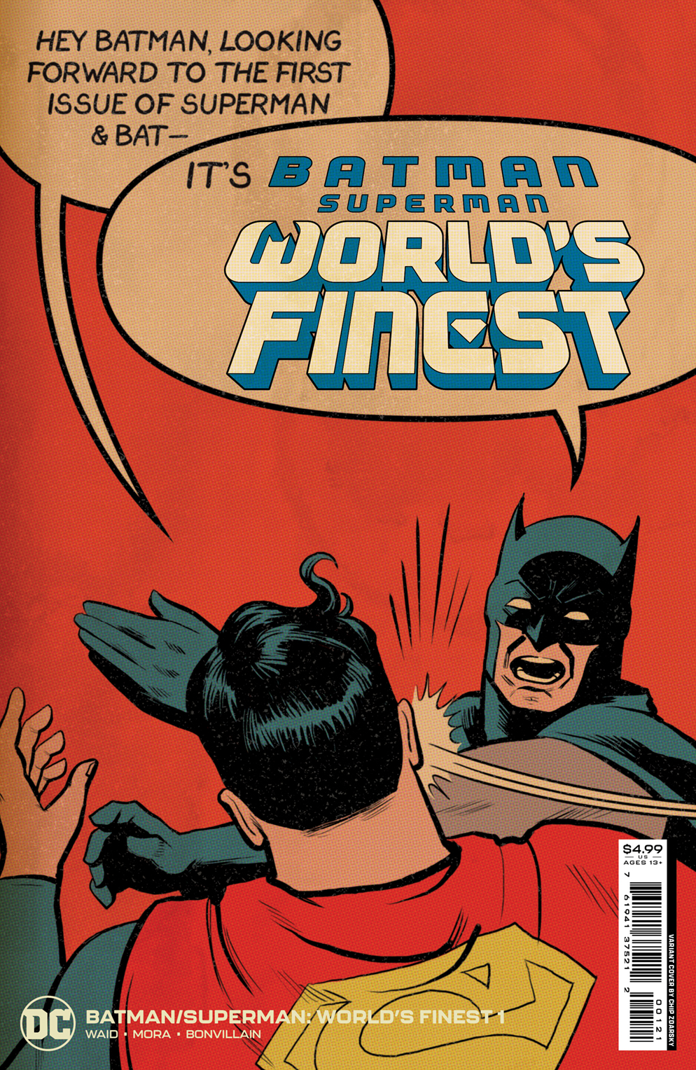 Batman Superman Worlds Finest #1 Cover F Incentive 1 For 25 Chip Zdarsky Batman Slap Battle Card Stock Variant