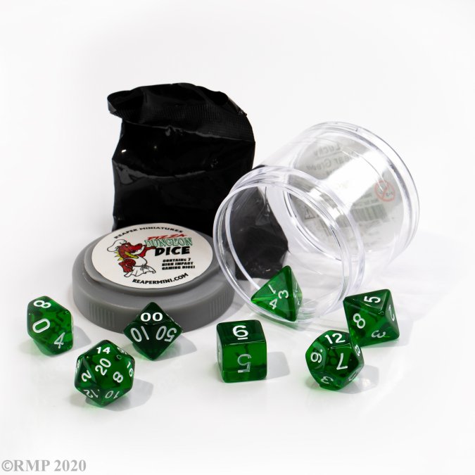 Dungeon Pizza Dice Clear Green