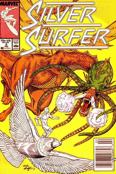 Silver Surfer #8 [Newsstand]-Fine (5.5 – 7) [1St App. of Pap-Tonn, A Kree Scientist]