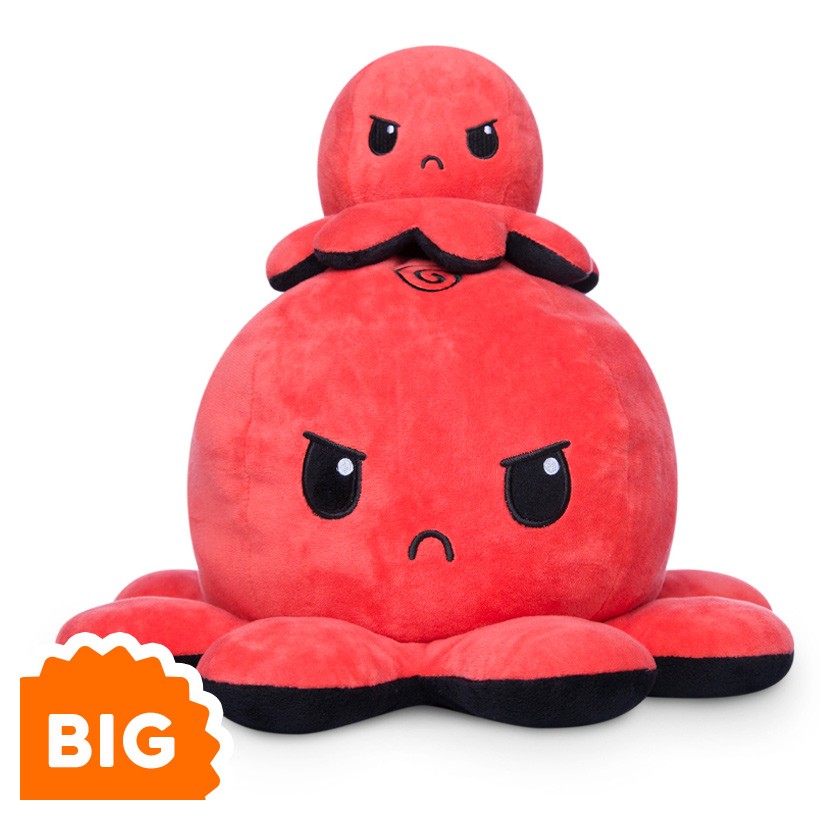 Big Reversible Octopus Plushie: Angry Red And Rage Black