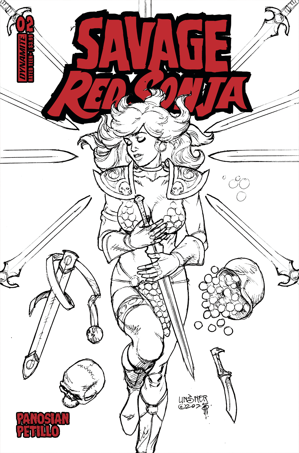 Savage Red Sonja #2 Cover E 1 for 10 Incentive Linsner Line Art