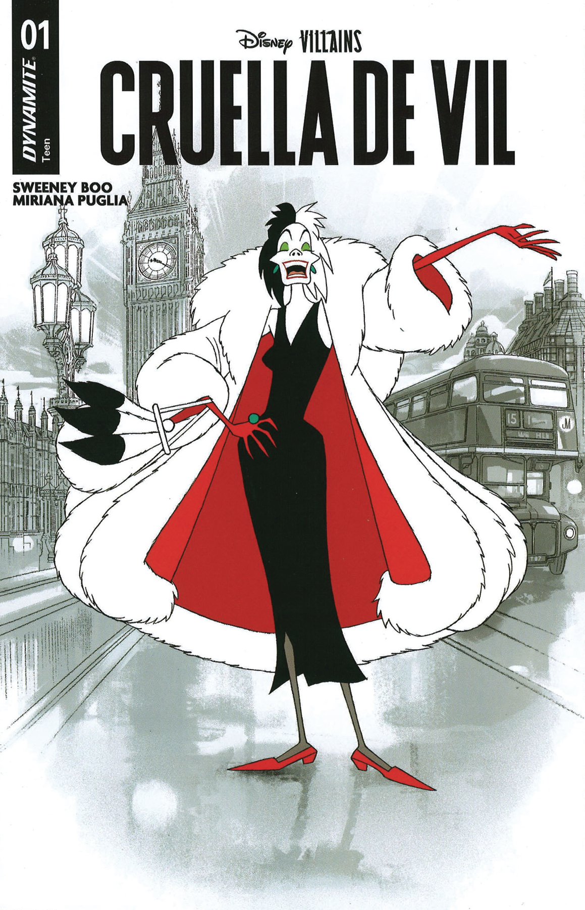 Disney Villains Cruella De Vil #1 Middleton Black & White Red De Exclusive Variant