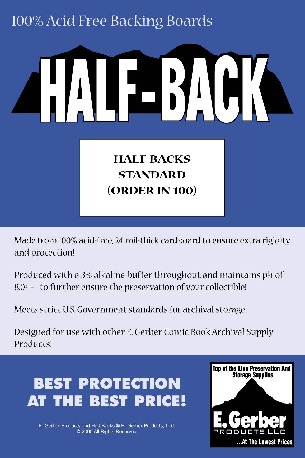 Half Backs Backing Boards Standard