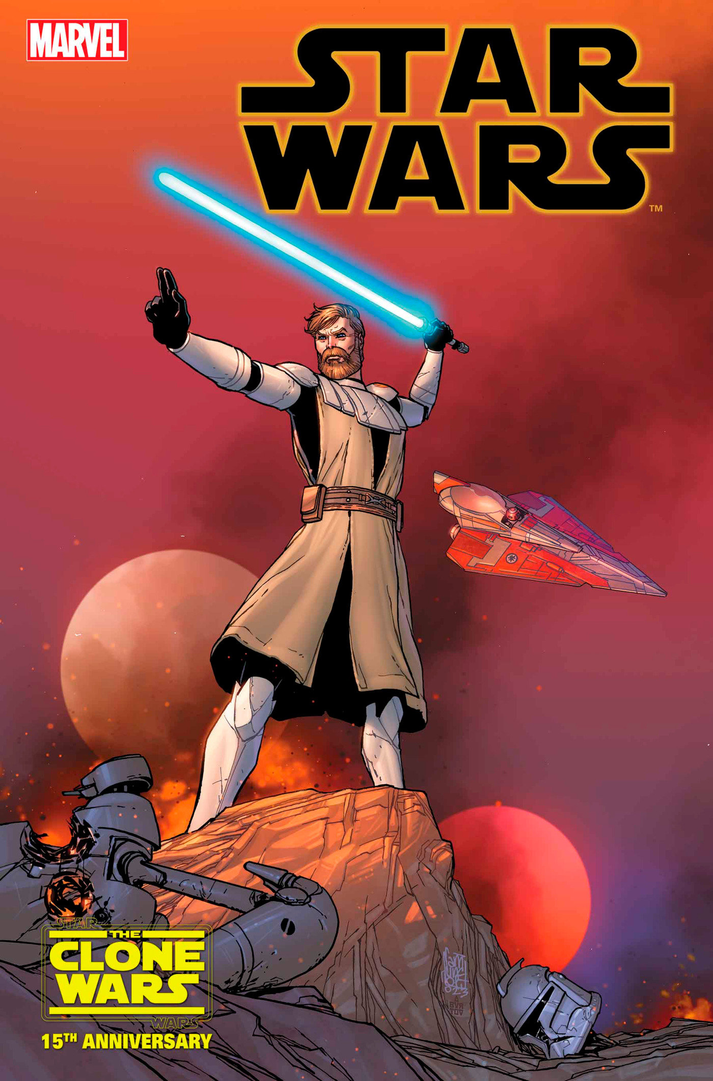 Star Wars #37 Giuseppe Camuncoli Obi-Wan Star Wars Clone Wars 15th Anniversary Variant (Dark Droids)