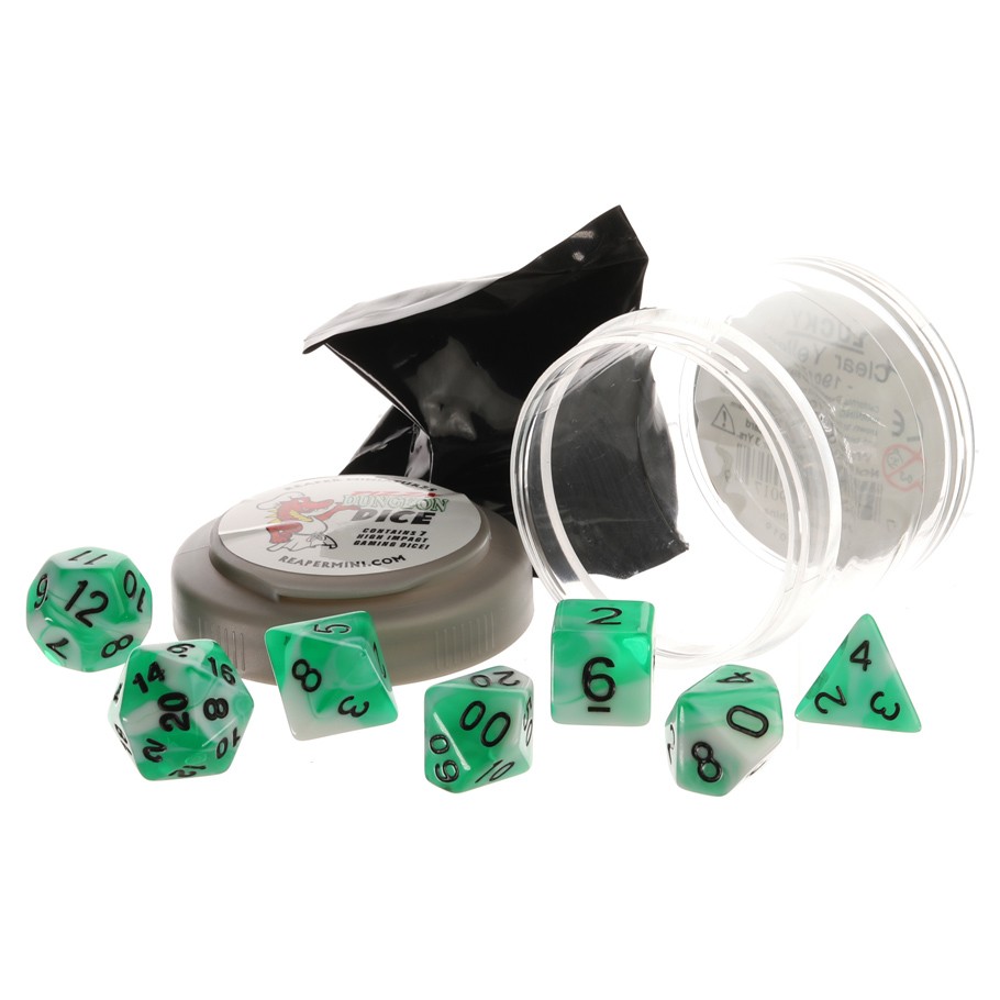 Pizza Dungeon Dice - Dual Teal And White