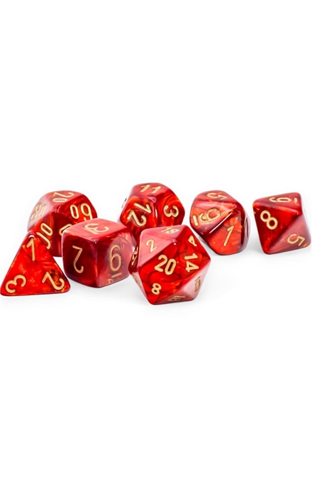 Chessex Mega-Hedral Dice Set: Scarab Scarlet With Gold 7-Dice Set