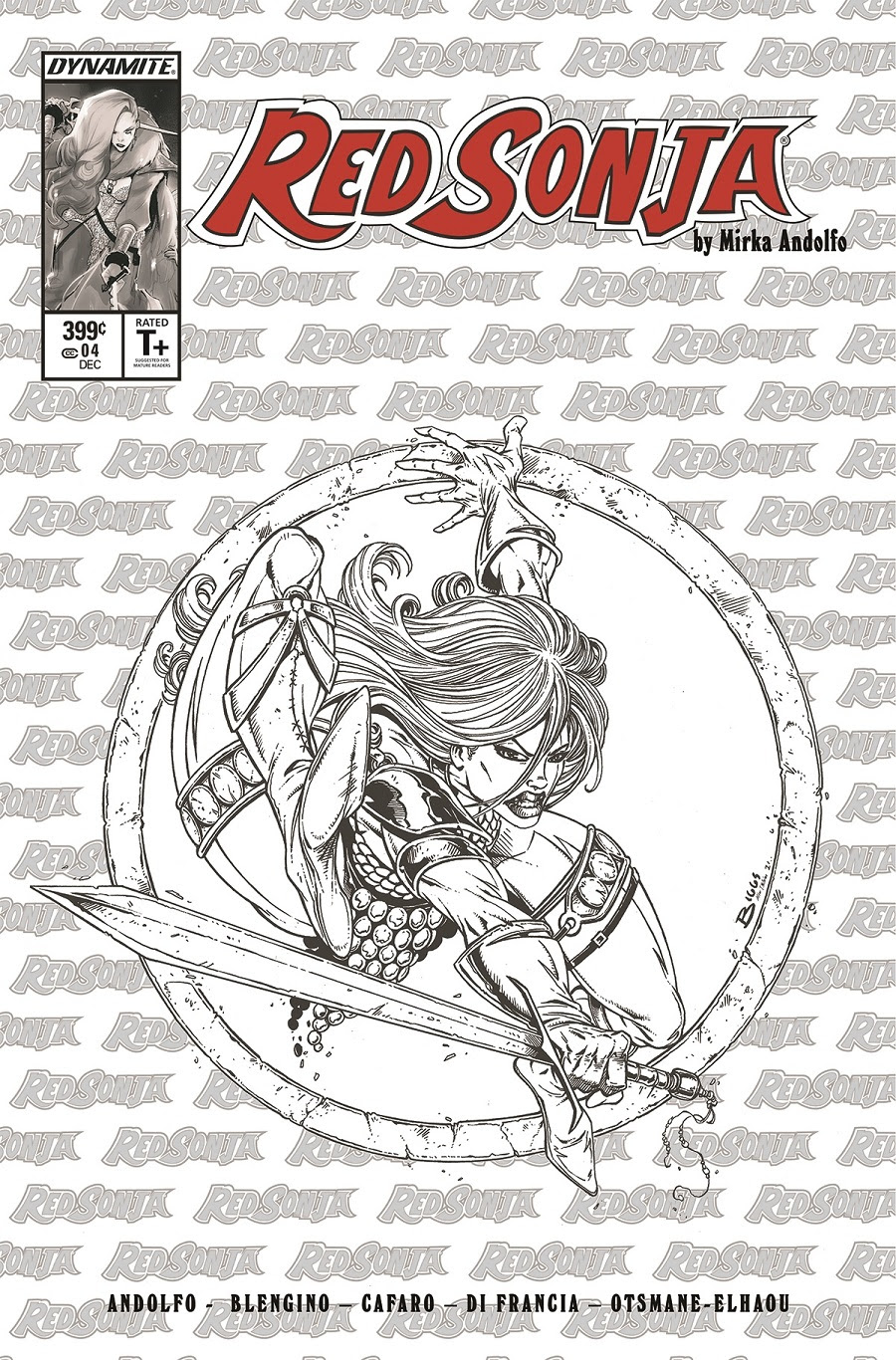 Red Sonja #4 Cover O 11 Copy Last Call Incentive Homage Biggs Line Art (2021)