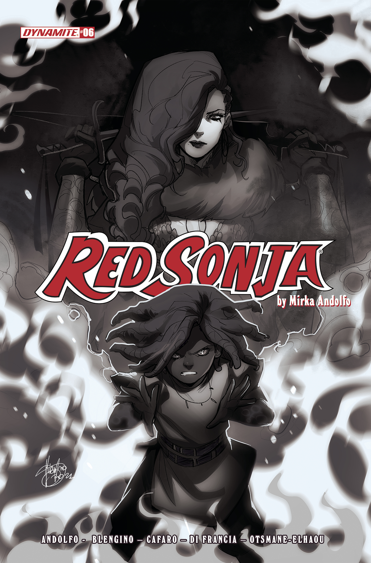 Red Sonja #6 Cover F 1 for 15 Incentive Andolfo Black & White (2021)