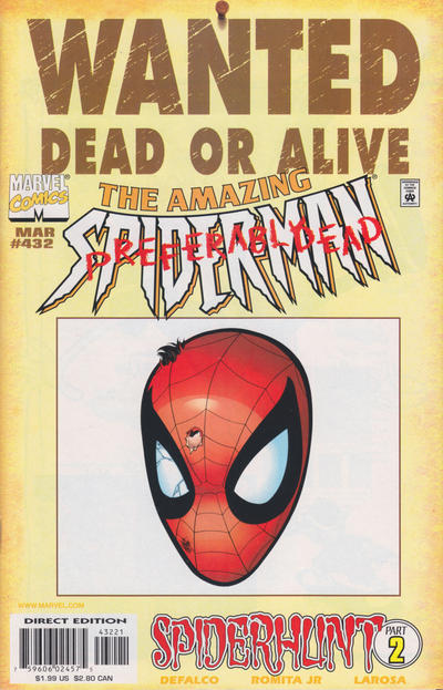 The Amazing Spider-Man #432 [Direct Edition - Wanted Cover]-Very Fine 