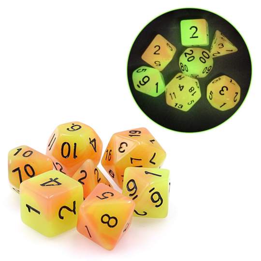 Glow In The Dark Fire Ball RPG Dice Set