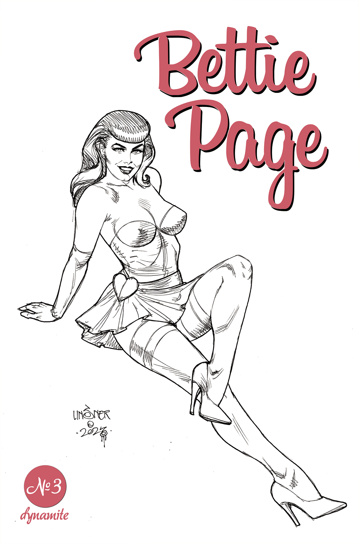 Bettie Page #3 Cover F 1 for 10 Incentive Linsner Line Art (Mature)