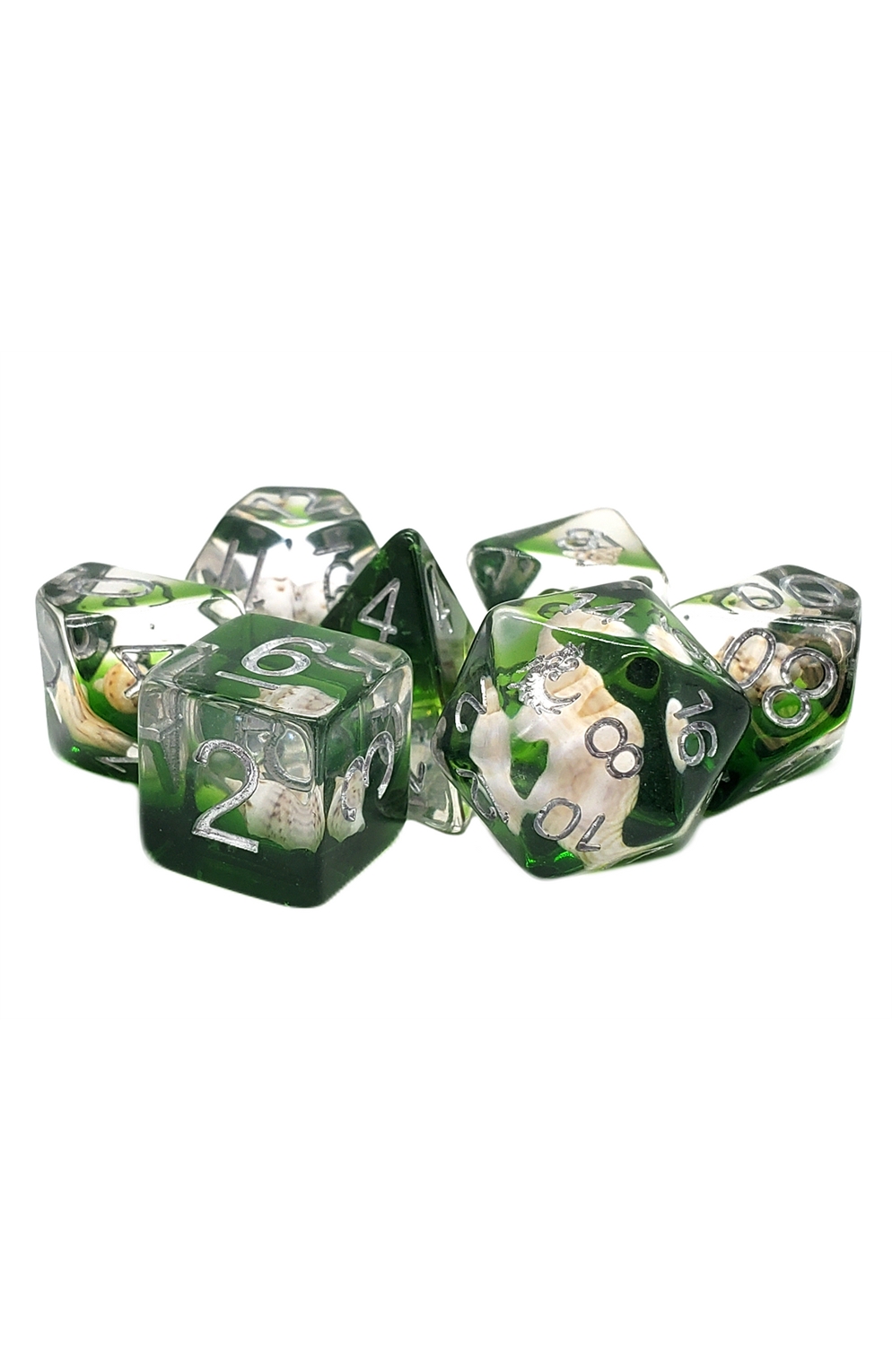 Old School 7 Piece Dnd Rpg Dice Set: Infused - Beach Party Seaweed Green