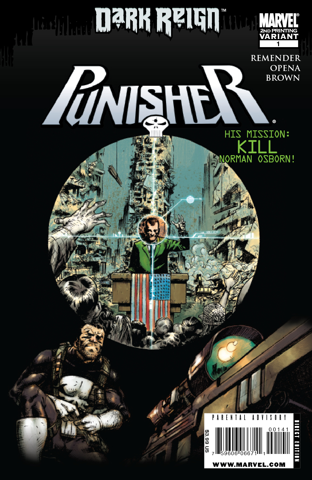 Punisher #1 (2009) 2nd Print Opena Cover